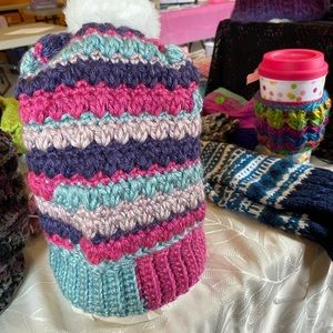 Handmade Crochet Faux Fur Pom Hat